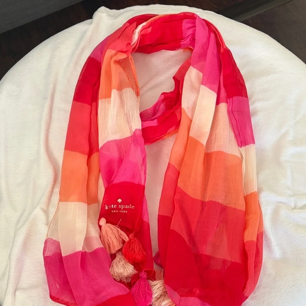 Kate Spade Pink and Orange Striped Scarf
